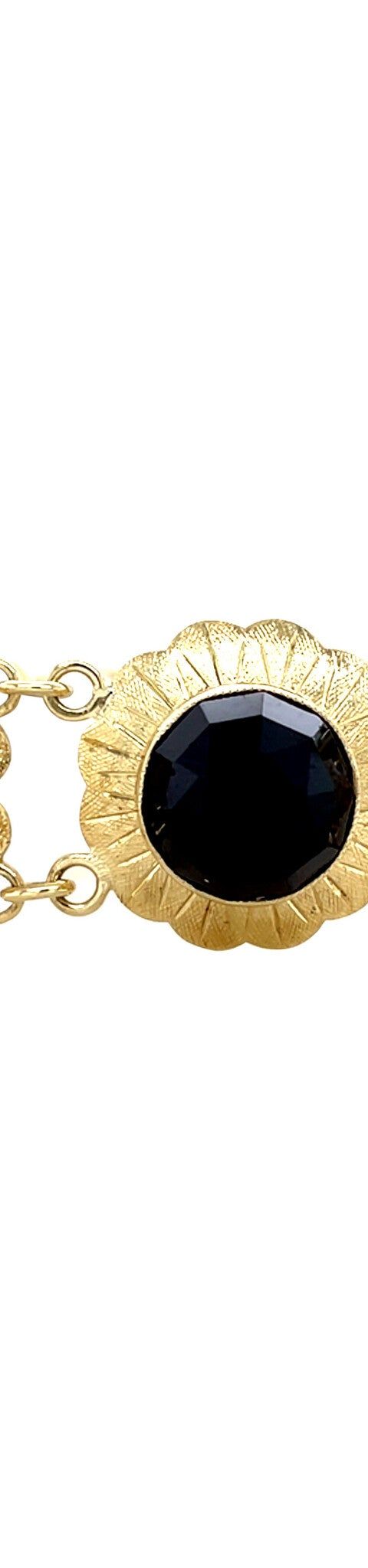 Vintage 14K Gold Boat Link Bracelet with Garnet